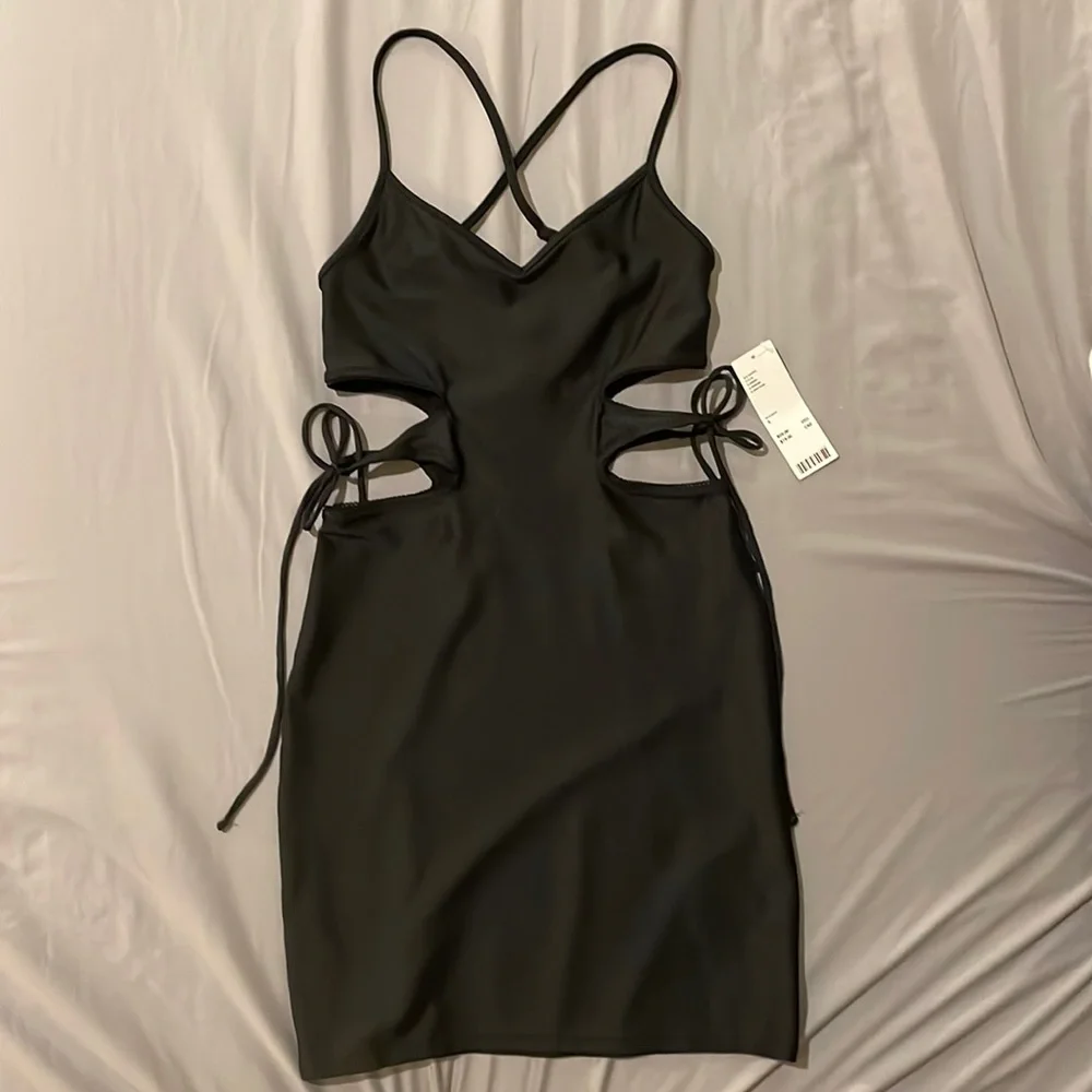 NWT Urban Outfitters Cut-Out Black Mini Dress - Picture 1 of 4